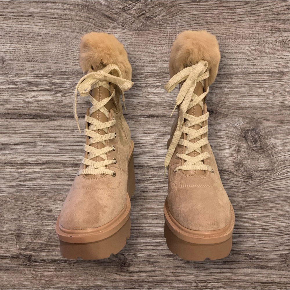 SAVE $40….Stylish Tan Platform Lace-Up Boots